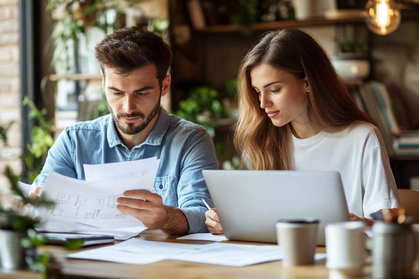 Jeune couple qui prépare son achat immobilier à deux